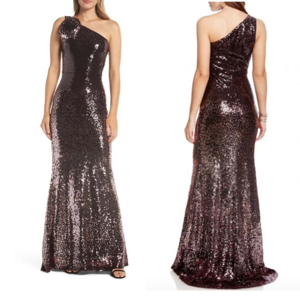 Vince Camuto Sequin One Shoulder Formal Gown Size 6